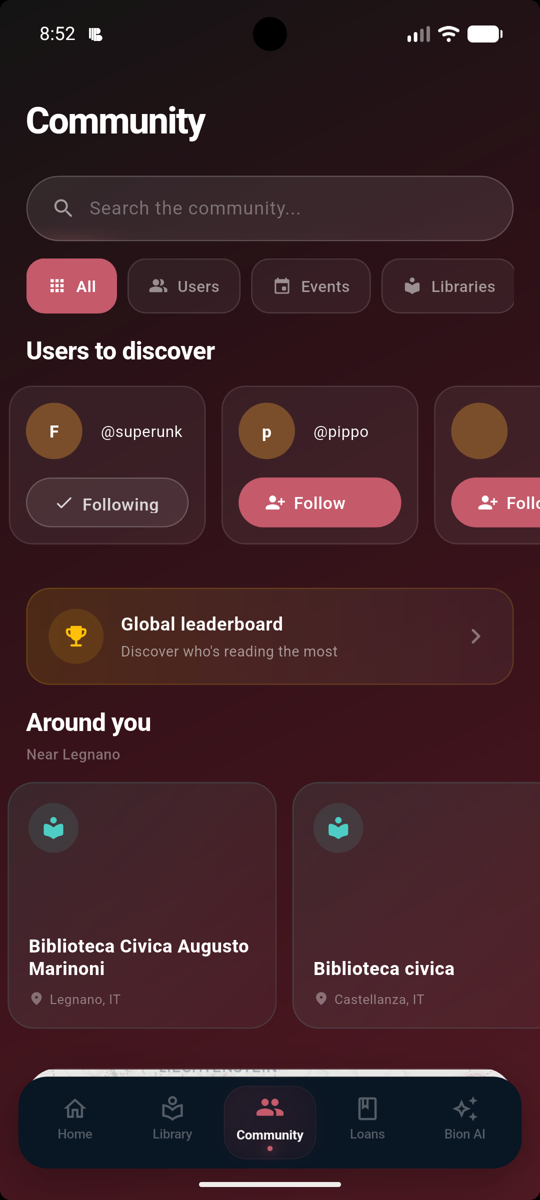 BookVerse community screen