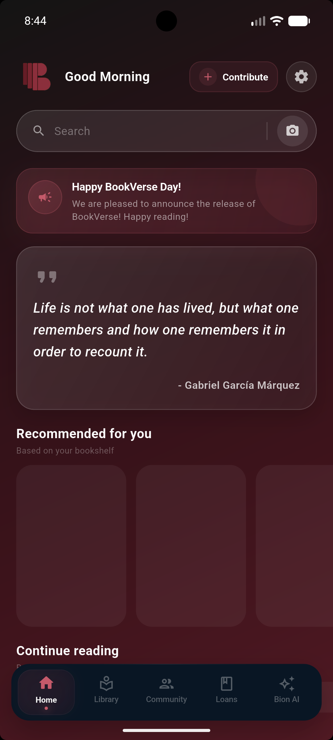 BookVerse homepage screenshot